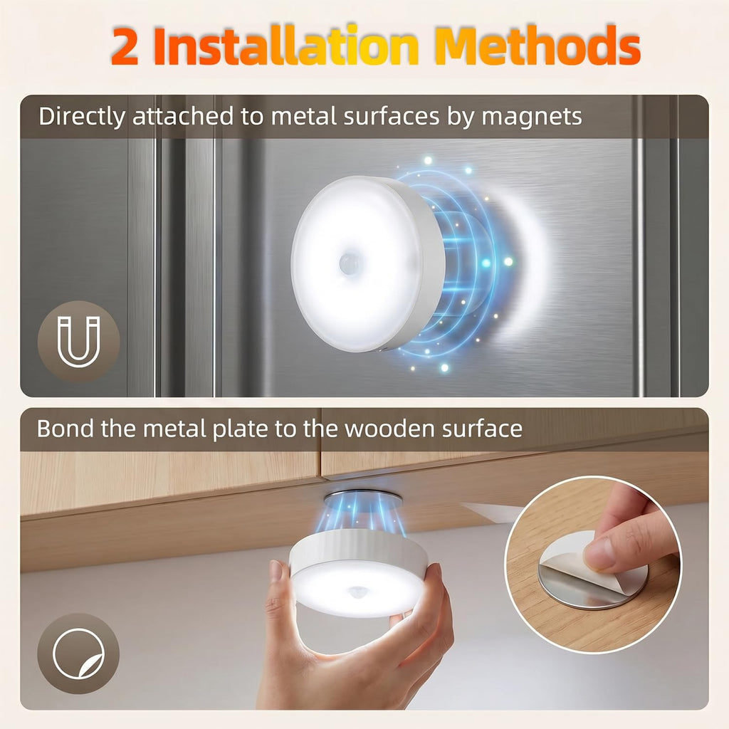Under Cabinet Lighting 5Pack, 2000Mah Rechargeable Puck Lights, 3.5" Wireless Closet Lights, Motion Sensor Light Indoor, Magnetic under Counter Lights for Kitchen, Pantry, Stairs (Cool White)