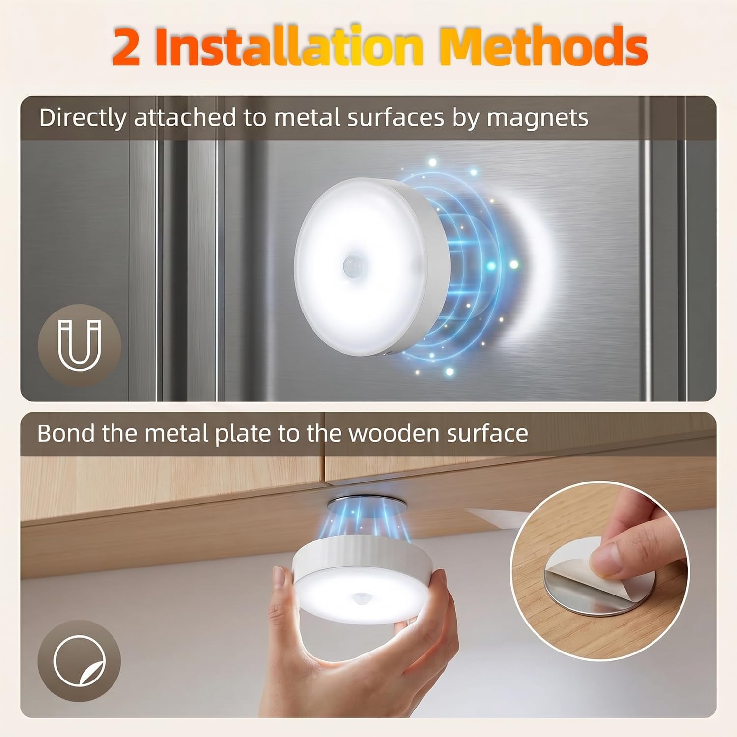 Under Cabinet Lighting 5Pack, 2000Mah Rechargeable Puck Lights, 3.5" Wireless Closet Lights, Motion Sensor Light Indoor, Magnetic under Counter Lights for Kitchen, Pantry, Stairs (Cool White)
