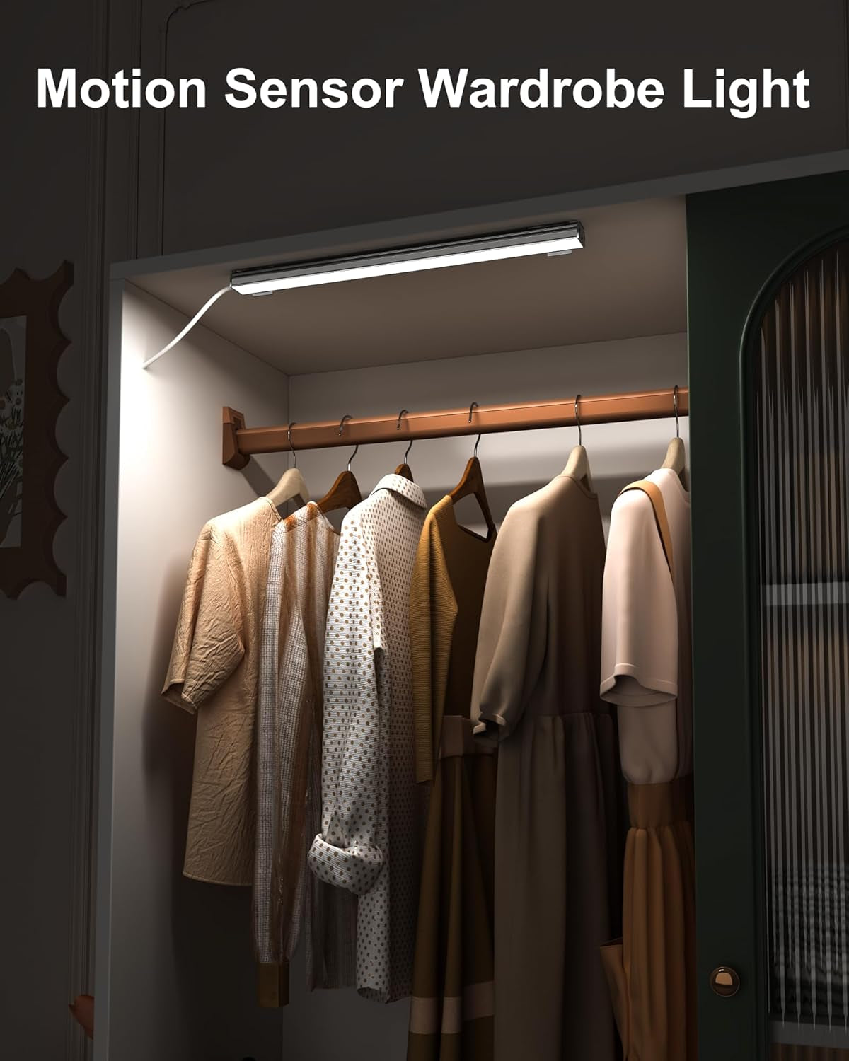 Motion Sensor Dimmable Led under Cabinet Lighting,12 Inches Plug in Led Counter Light Bars, Cool White 6000K Light Bar for Kitchen/Closet/Wardrobe/Shelf/Desk/Display Case