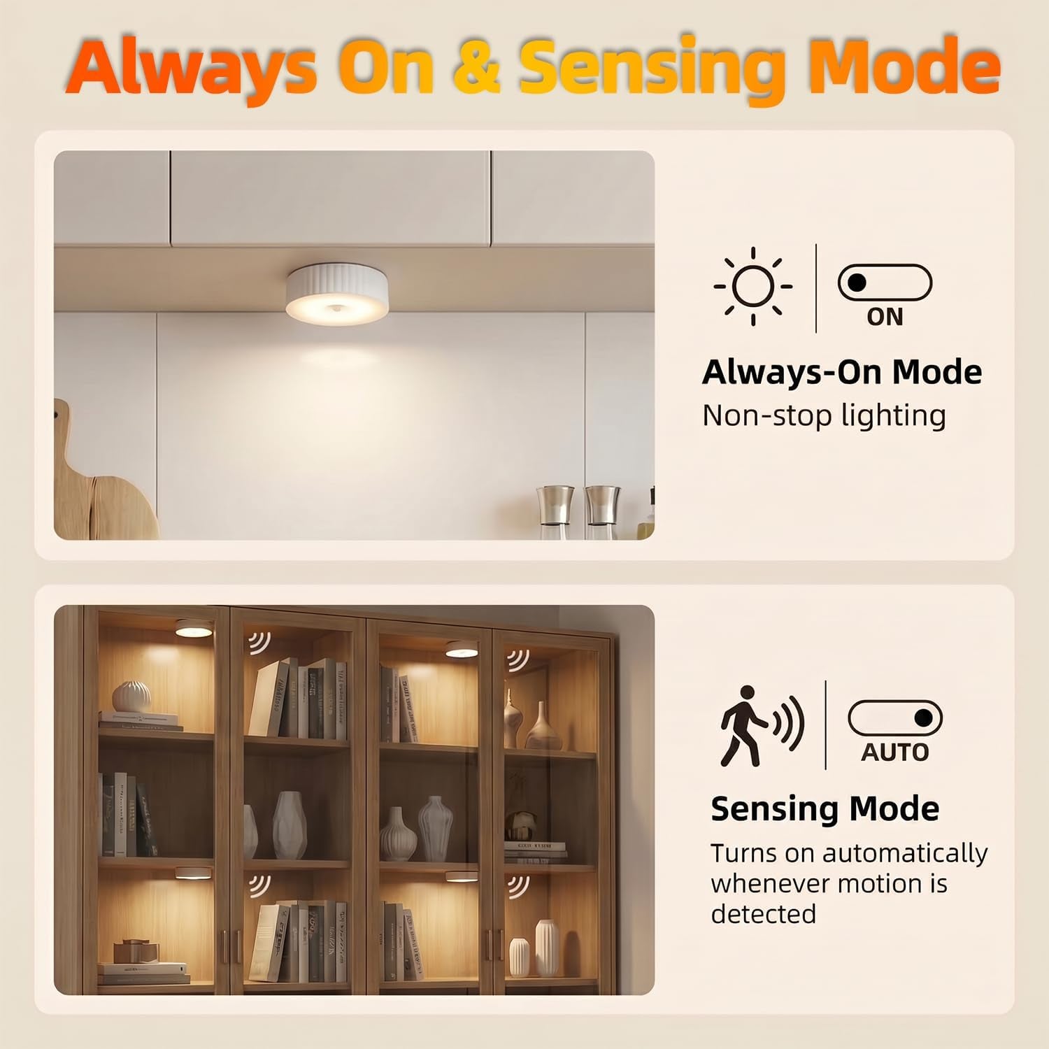 Under Cabinet Lighting 5Pack, 2000Mah Rechargeable Puck Lights, 3.5" Wireless Closet Lights, Motion Sensor Light Indoor, Magnetic under Counter Lights for Kitchen, Pantry, Stairs (Cool White)